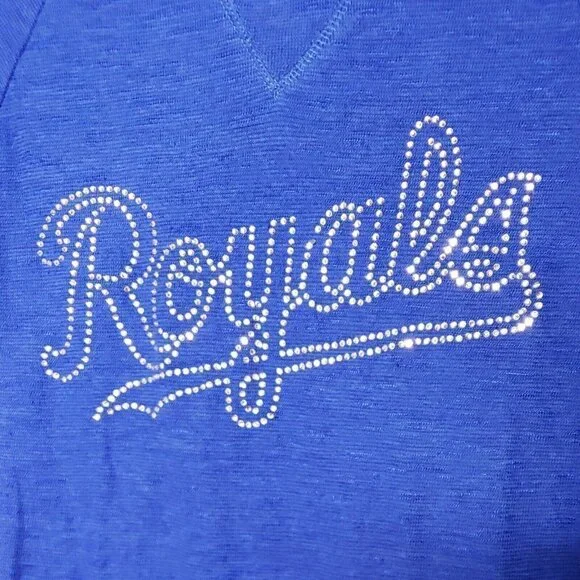 No Boundaries Womens Blue Kansas City Royals Long Sleeve Rhinestone Detail 3 - Picture 3 of 4
